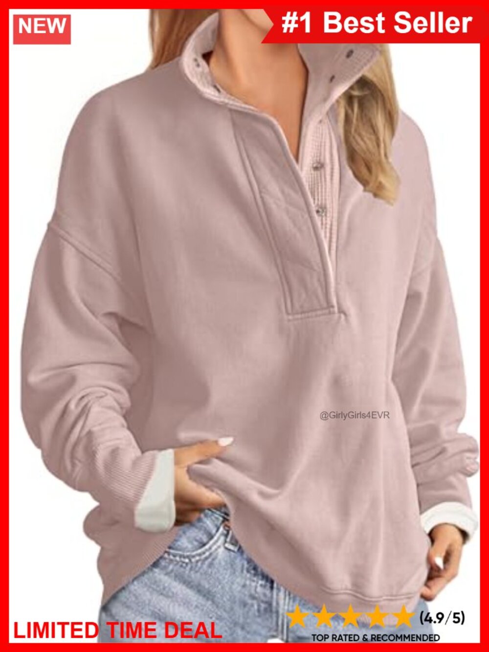 Oversized Waffle Knit Mock Neck Sweatshirt Fleece Lined Pullover Tunic